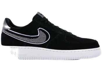 Nike Air Force 1 Low 3D Chenille Swoosh Black Cool Grey for sale