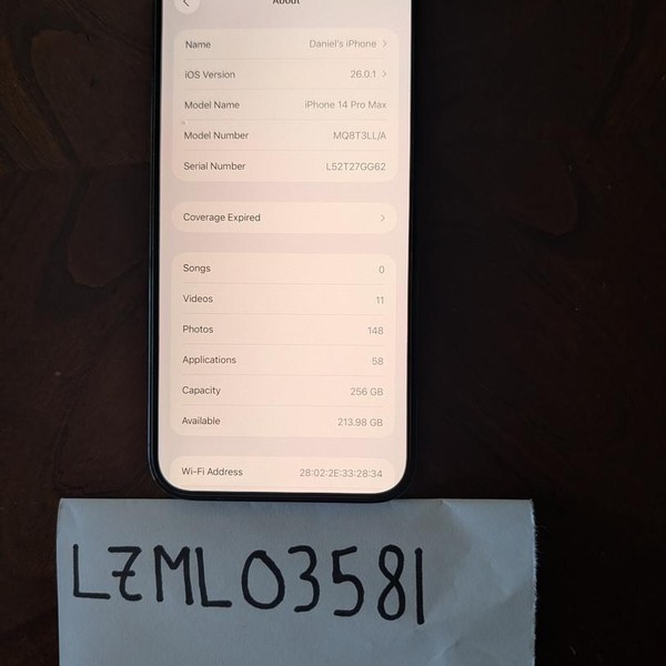 Apple iPhone 14 Pro Max - Unlocked, 256 GB, Black, A2651