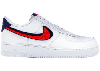 Nike Air Force 1 Low 3D Chenille Swoosh White Red Blue for sale