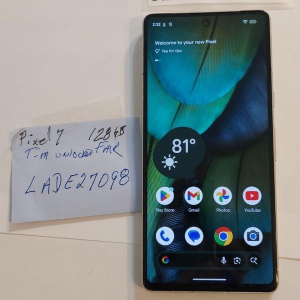 Google Pixel 7 - T-Mobile, 128 GB, Lemongrass, 8 GB, GVU6C, Sub-6 5G