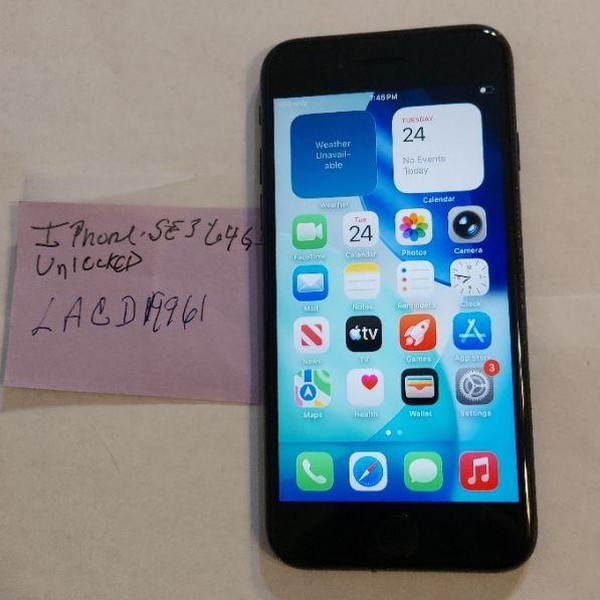 Apple iPhone SE 3rd Gen 2022 - Unlocked, 64 GB, Midnight, A2595