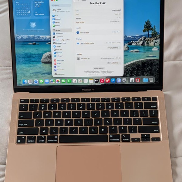 MacBook Air 2020 - 13 inch - 256 GB, Gold, 8 GB, Apple M1