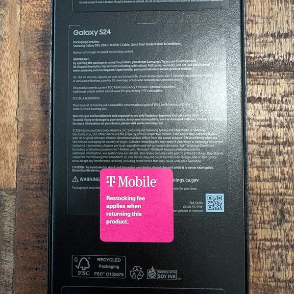 Samsung Galaxy S24 - T-Mobile, 128 GB, Black, 8 GB, SM-S921U