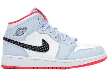 Jordan 1 Mid Half Blue Polka Dot Swoosh (GS) for sale