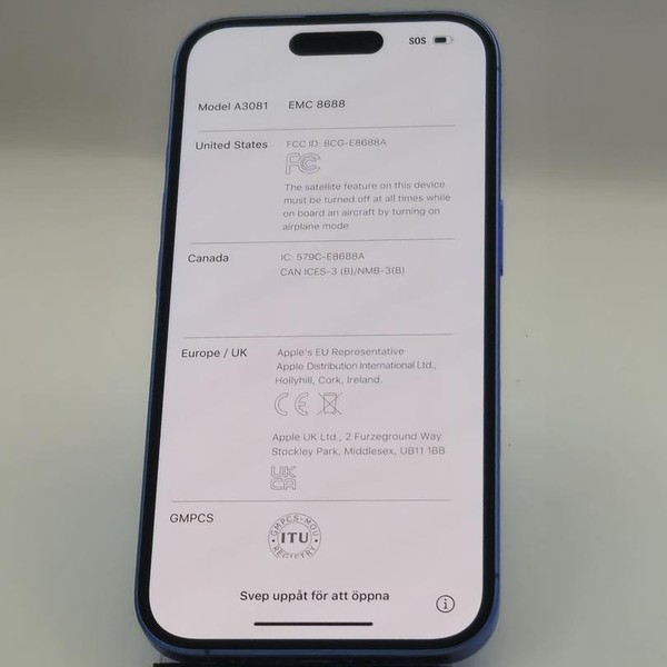 Apple iPhone 16 - Verizon, 128 GB, Ultramarine, A3081