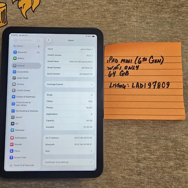 Apple iPad Mini 6th Gen - Wi-Fi, 64 GB, Gray, A2567