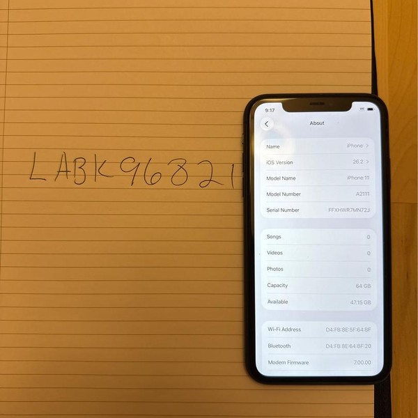 Apple iPhone 11 - Unlocked, 64 GB, Black, A2111