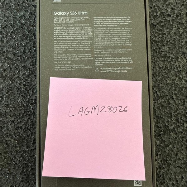 Samsung Galaxy S26 Ultra - Unlocked, 512 GB, Cobalt Violet, 12 GB, SM-S948U1