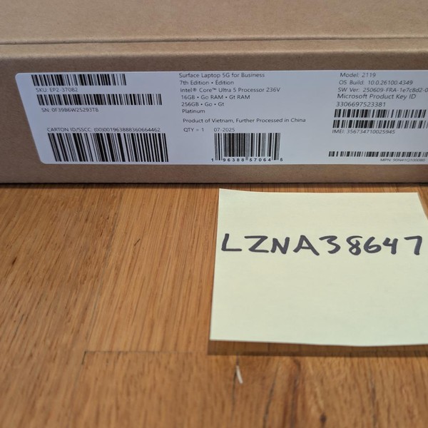 Microsoft Surface Laptop Business 7th Edition - 256 GB, Platinum, 16 GB, Intel Core Ultra 5, 13.8 inch