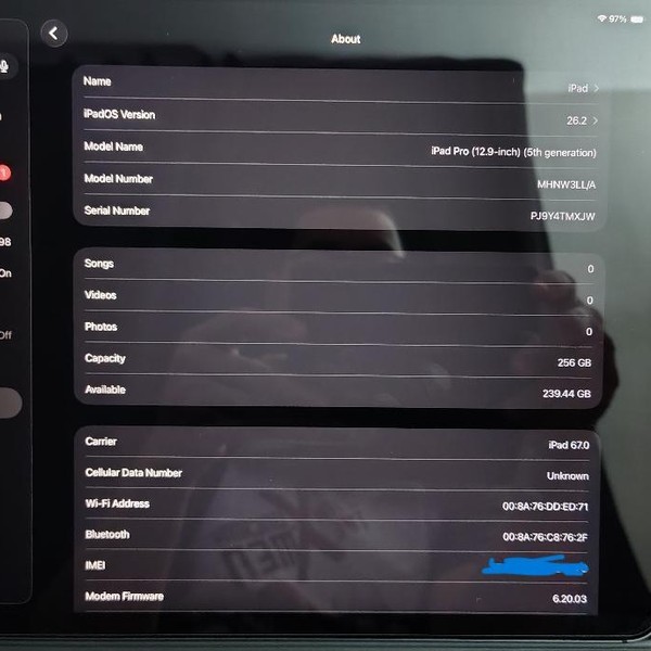 Apple iPad Pro 12.9 inch 5th Gen 2021 - Verizon, 256 GB, Gray