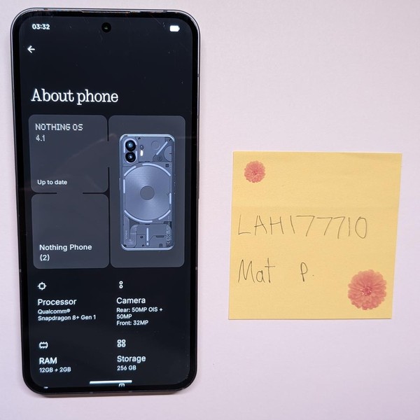 Nothing Phone (2) - Unlocked Non-US, 256 GB, Gray, 12 GB