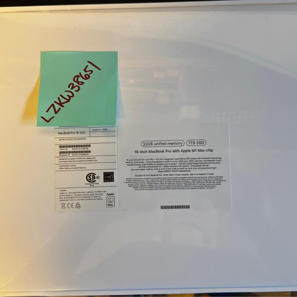 MacBook Pro 2021 - 16 inch - 1 TB, Gray, 32 GB, Apple M1 Max