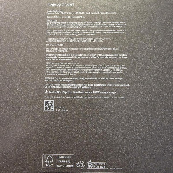 Samsung Galaxy Z Fold7 - Unlocked, 512 GB, Jetblack, 12 GB, SM-F966U1