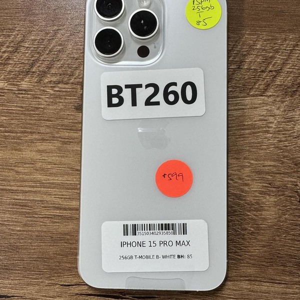 Apple iPhone 15 Pro Max - T-Mobile, 256 GB, White, A2849