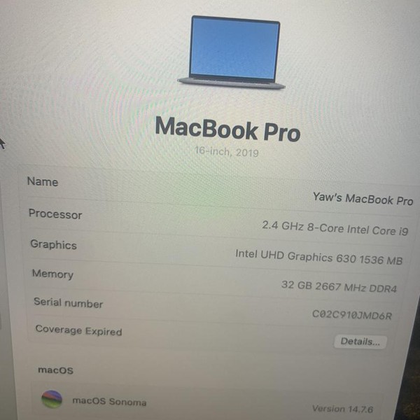 MacBook Pro 2019 - 16 inch - 512 GB, Gray, 32 GB, Intel Core i9