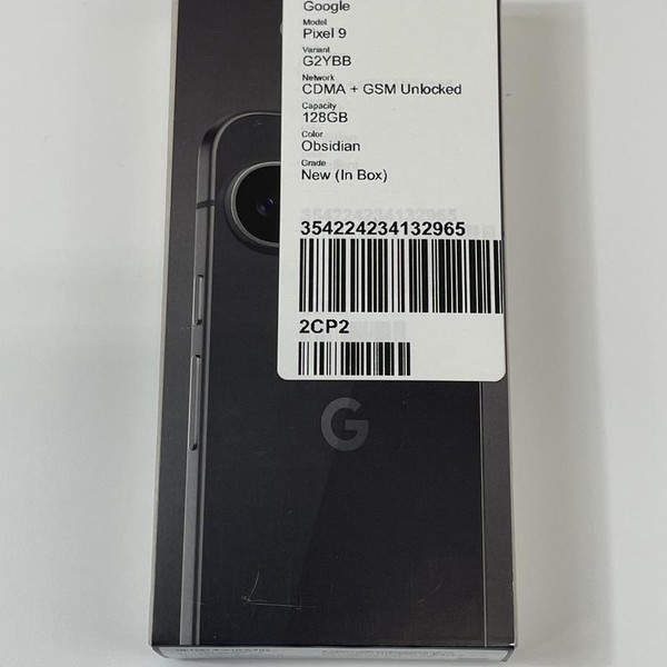 Google Pixel 9 - Unlocked, 128 GB, Obsidian, 12 GB, G2YBB