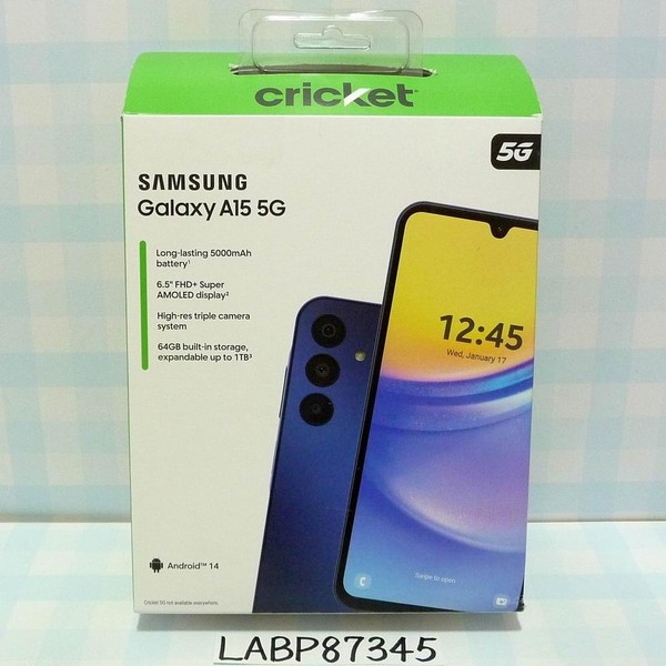 Samsung Galaxy A15 5G - Cricket, 64 GB, Black & Blue, 4 GB