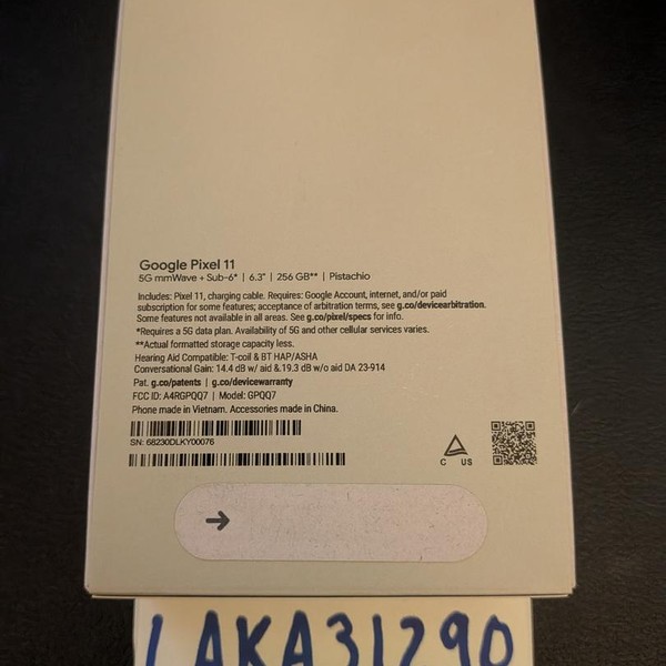 Google Pixel 11 - Unlocked, 256 GB, Pistachio, 12 GB, GPQQ7