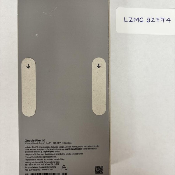 Google Pixel 10 - Unlocked, 128 GB, Obsidian, GLBW0