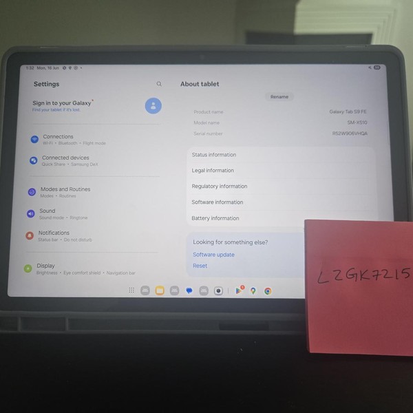 Samsung Galaxy Tab S9 FE - Wi-Fi, 128 GB, Gray, 6 GB