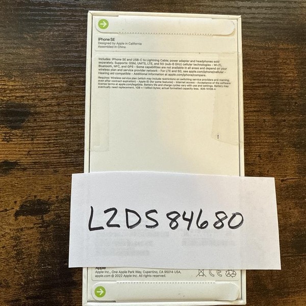 Apple iPhone SE 3rd Gen 2022 - Unlocked, 64 GB, Midnight, A2595