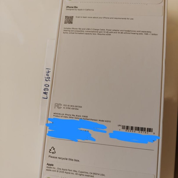 Apple iPhone 16e - Cricket, 128 GB, Black, A3212