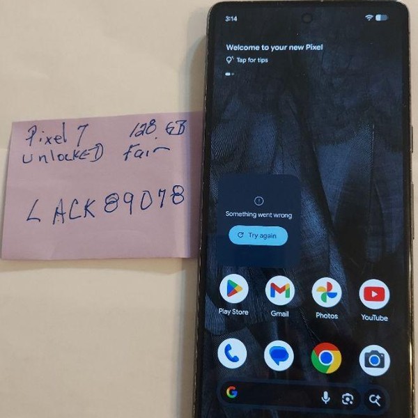 Google Pixel 7 - T-Mobile, 128 GB, Obsidian, 8 GB, GVU6C, Sub-6 5G