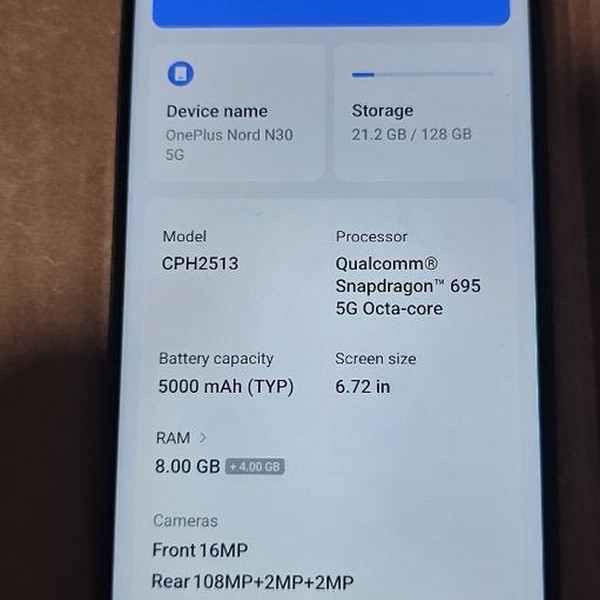 OnePlus Nord N30 5G - Unlocked, 128 GB, Gray, 8 GB