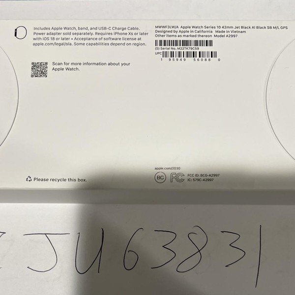 Apple Watch Series 10 42mm - Black, A2997 - GPS, Aluminum