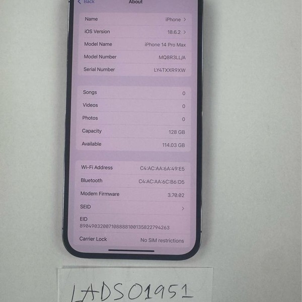 Apple iPhone 14 Pro Max - Unlocked, 128 GB, Purple, A2651