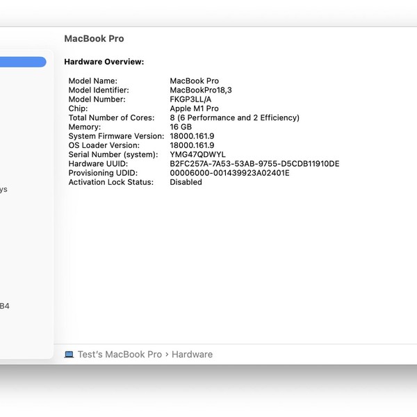 MacBook Pro 2021 - 14 inch - 512 GB, Gray, 16 GB, Apple M1 Pro 8-core
