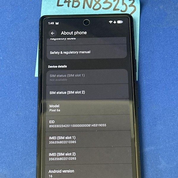 Google Pixel 6a - Unlocked, 128 GB, Charcoal, 6 GB, GX7AS