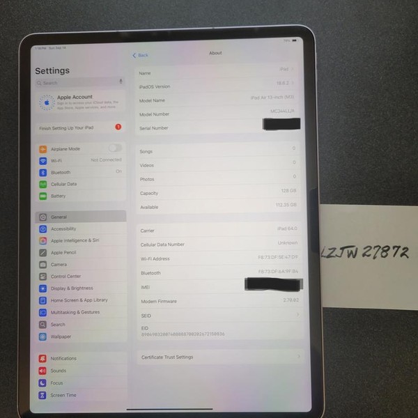 Apple iPad Air 13 inch (M3) 2025 - Unlocked, 128 GB, Purple