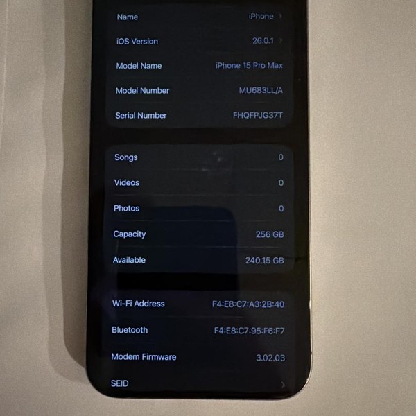 Apple iPhone 15 Pro Max - Unlocked, 256 GB, Natural, A2849