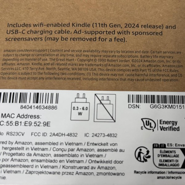 Amazon Kindle 11 - Black, 16 GB