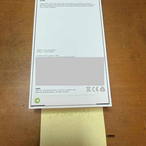 Apple iPhone 16 - Verizon, 128 GB, Black, A3081