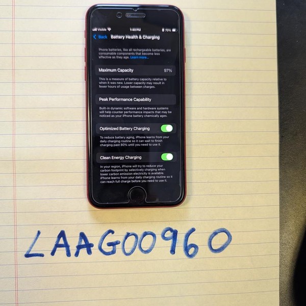 Apple iPhone SE 3rd Gen 2022 - Unlocked, 64 GB, Red, A2595