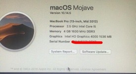 Good
													MacBook Pro 2012 (Unibody) - 13" - Silver, 256 GB, 4 GB, photo 2 of 10