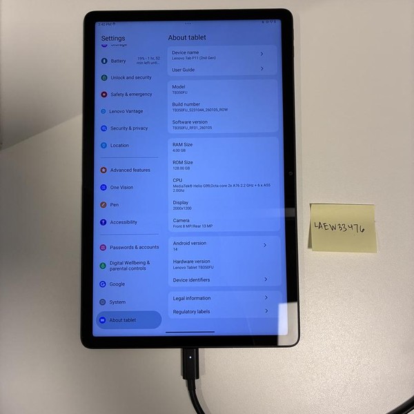 Lenovo Tab P11 Pro 2nd Gen Tablet - Wi-Fi, 128 GB, Gray, 4 GB