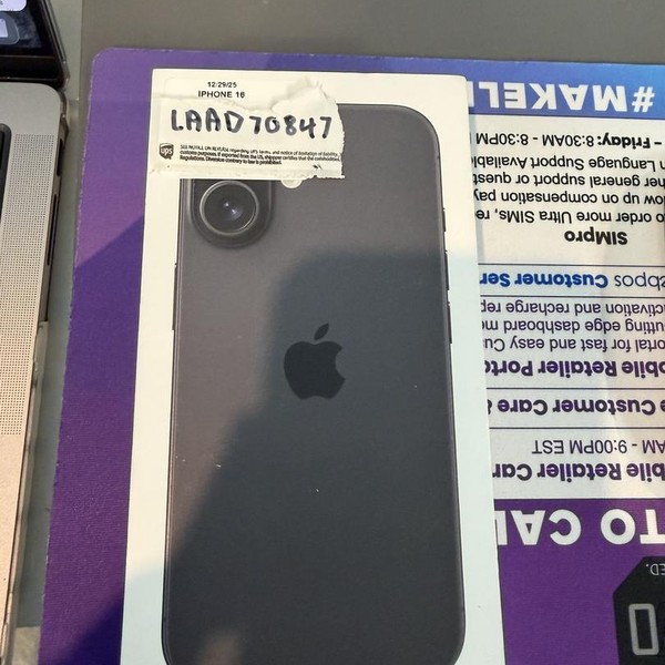 Apple iPhone 16 - Unlocked, 128 GB, Black, A3081