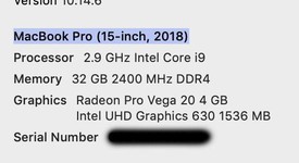 Good
													MacBook Pro 2018 (With Touch Bar) - 15" - I9, Gray, 512 GB, 32 GB, photo 1 of 11