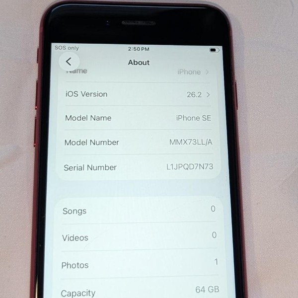 Apple iPhone SE 3rd Gen 2022 - Unlocked, 64 GB, Red, A2595