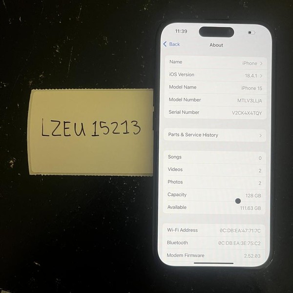 Apple iPhone 15 - Unlocked, Black, 128 GB, A2846