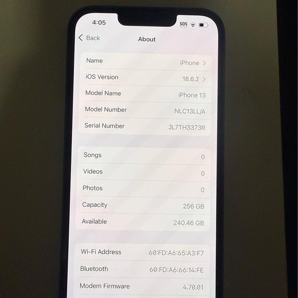 Apple iPhone 13 - AT&T, 256 GB, Blue, A2482