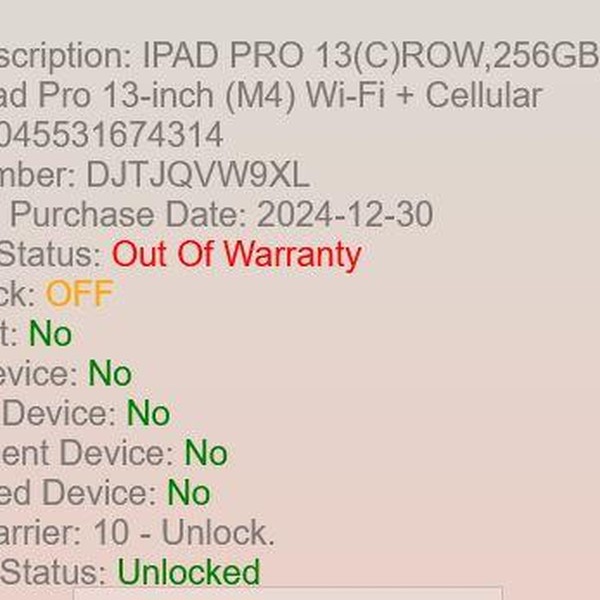 Apple iPad Pro 13 inch (M4) 2024 - Unlocked, 256 GB, Silver, 8 GB, A2926, Standard Glass