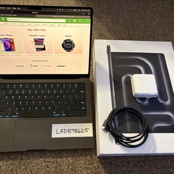 MacBook Pro Late 2023 (M3) - 14 inch - 512 GB, Black, 18 GB, Apple M3 Pro 11-core, 14-core GPU