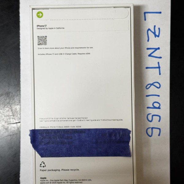 Apple iPhone 17 - T-Mobile, 256 GB, Black, A3258