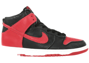 Nike Dunk High Tumbled Leather Black Varsity Red for sale