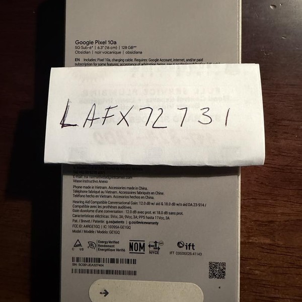 Google Pixel 10a - Unlocked, 128 GB, Obsidian, GE1GQ
