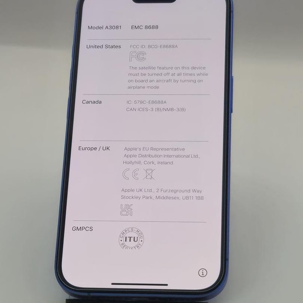 Apple iPhone 16 - Verizon, Ultramarine, 128 GB, A3081